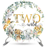 Safari Blumen Anlage Wild Zwei Kreis Geburtstag Hintergrund